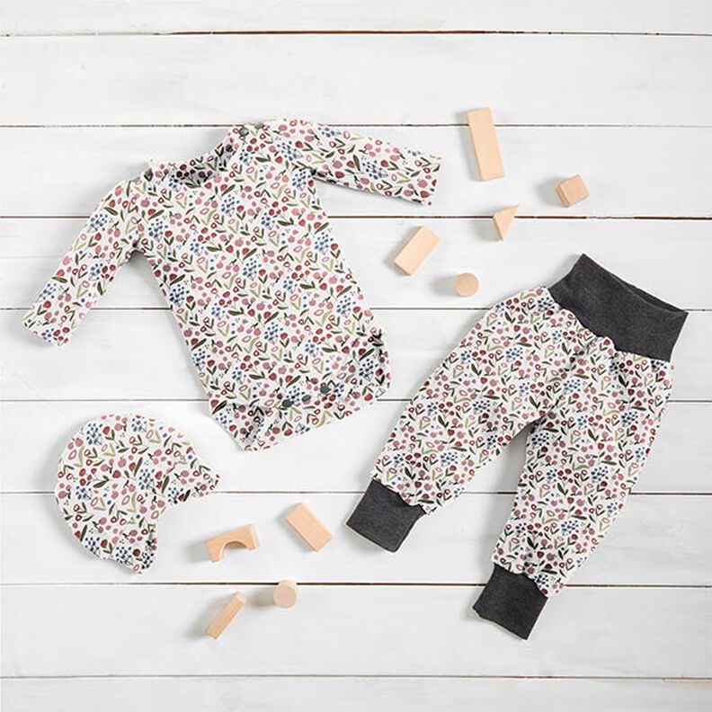 jersey di cotone prato fiorito con piccole mele – bianco lana,  image number 6