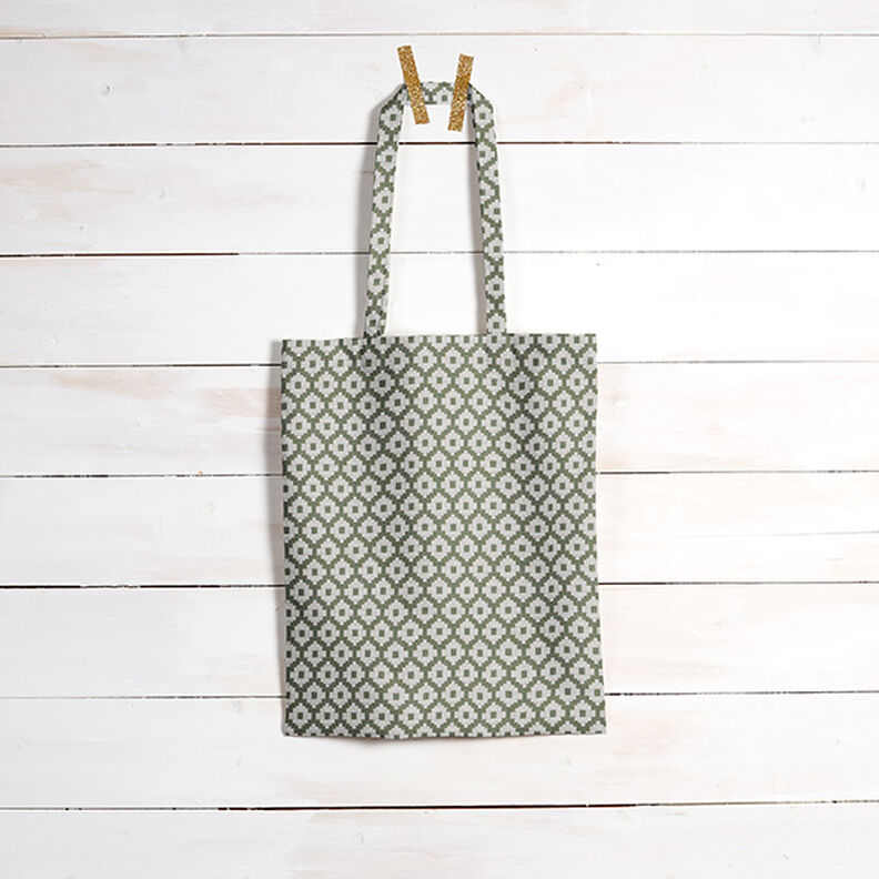 Tessuto jacquard da esterni losanghe – verde oliva,  image number 7