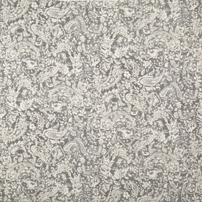 Tessuto Paisley crepe e fiori &ndash; grigio/bianco, 