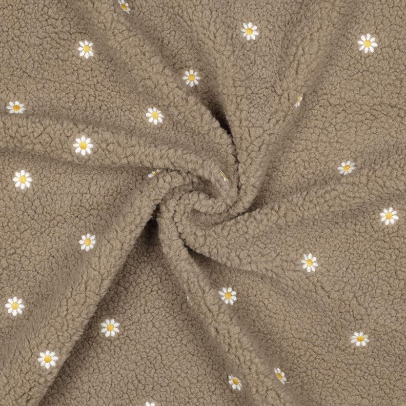 tessuto peluche Fiorellini ricamati | Poppy Fabrics – talpa scuro,  image number 3