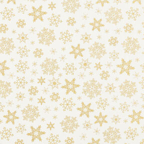 tessuto in cotone popeline Cristalli di neve – bianco lana/oro, 
