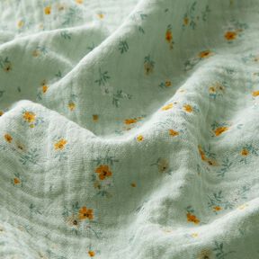 mussolina / tessuto doppio increspato Fiorellini romantici – menta chiaro, 