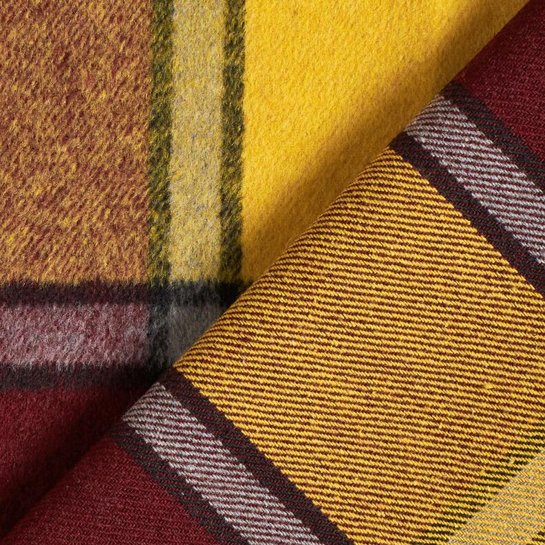 tessuto per cappotti Quadro ruvido – rosso Bordeaux/giallo curry,  image number 4