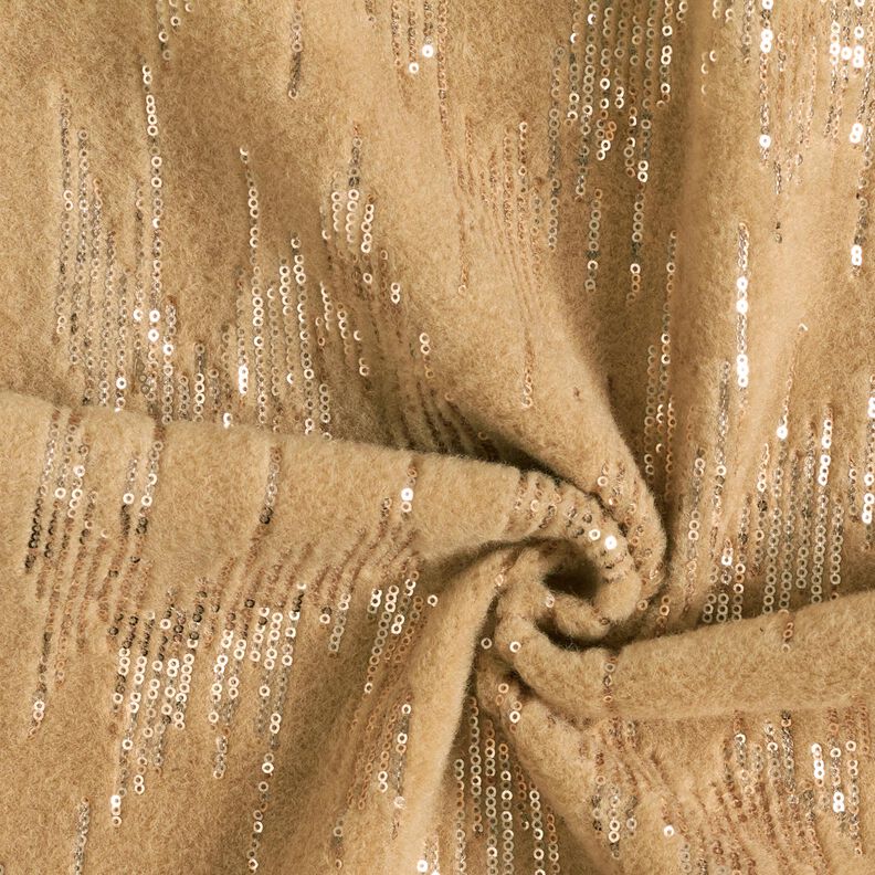 Tessuto in maglia per cappotto con righe di paillettes – beige,  image number 4