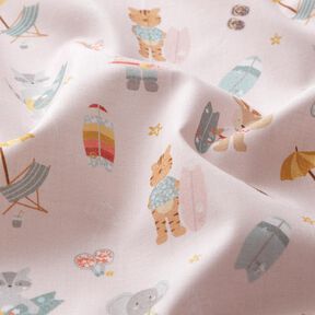 popeline di cotone bio Animali da surf – rosé, 