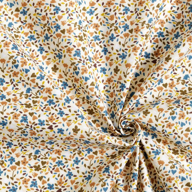 tessuto in cotone cretonne fiori sparsi – beige chiaro/marrone chiaro,  image number 3