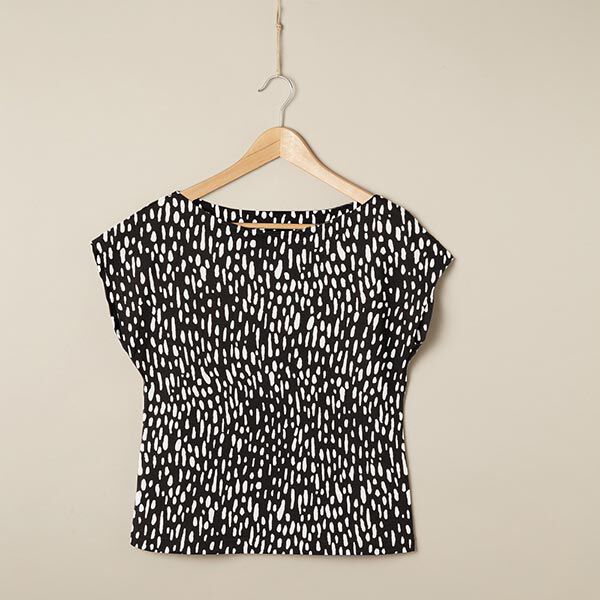 jersey di viscosa, pois a goccia – nero/bianco, image number 7