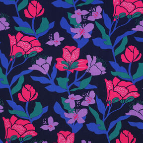 Tessuto in viscosa LENZING™ ECOVERO™ Amira Floral | Nerida Hansen – blu notte/rosa fucsia acceso, 
