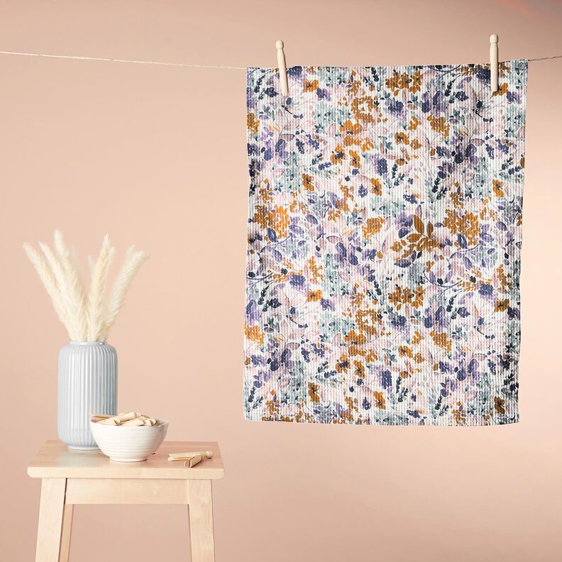 piqué nido d’ape fiori acquerello | Poppy Fabrics – bianco/lavanda, image number 8