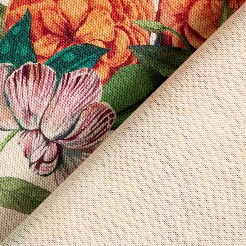 tessuto arredo mezzo panama Fiori sontuosi – naturale/porpora, image number 4