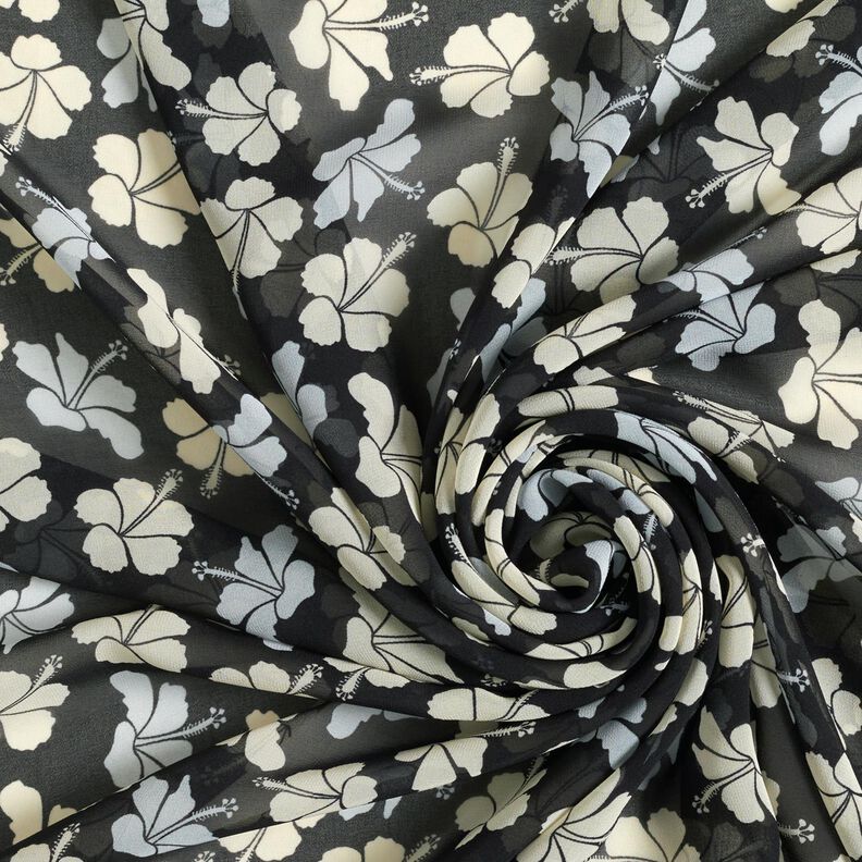 Fiori di ibisco in chiffon – nero/bianco,  image number 3