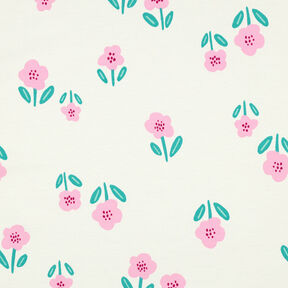 French terry, felpa estiva Fiori| by Poppy – bianco lana/rosa, 