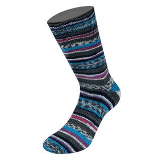 LANDLUST Sockenwolle „Bunte Bänder“, 100g | Lana Grossa – antracite/azzurro, 