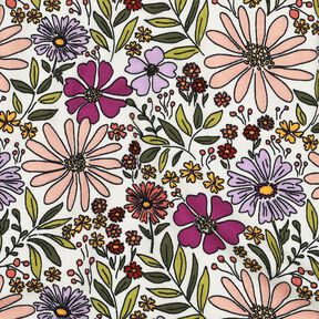 jersey di cotone mare di fiori | Poppy Fabrics – bianco lana/lillà, 