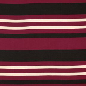 Tessuto in maglia a righe larghe – rosso Bordeaux/beige, 
