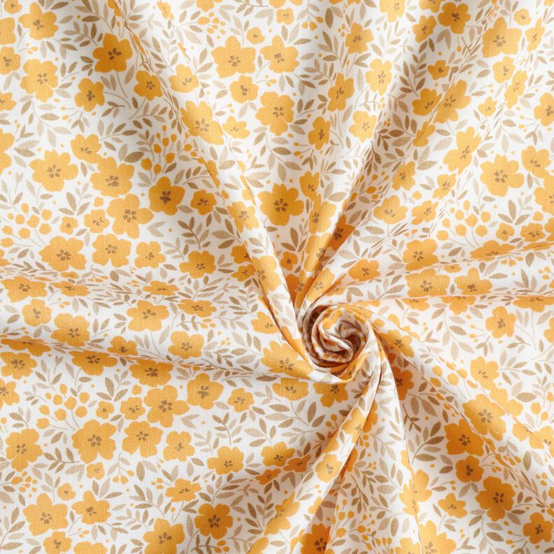 tessuto arredo satin di cotone Mare di fiori – senape/bianco,  image number 3