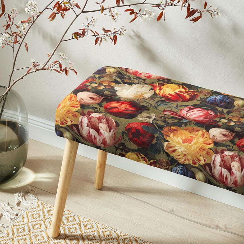 velluto arredo Peonie – cachi/rosso scuro,  image number 7