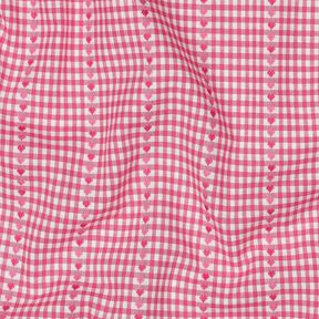 tessuto in cotone Jacquard quadri e cuori – pink/bianco, 