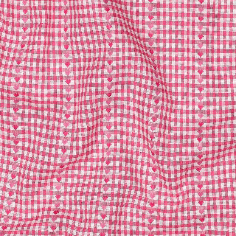 tessuto in cotone Jacquard quadri e cuori – pink/bianco, image number 2
