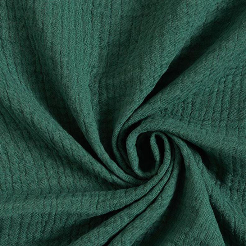 GOTS Mussola di cotone a tre strati – verde scuro,  image number 1
