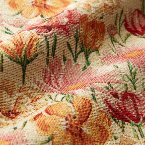 tessuto arredo gobelin Fiori di campo – beige chiaro/rosso carminio, 