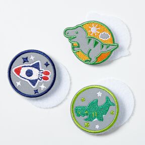 Toppe riflettenti in velcro, confezione da 3 – verde/indaco, 