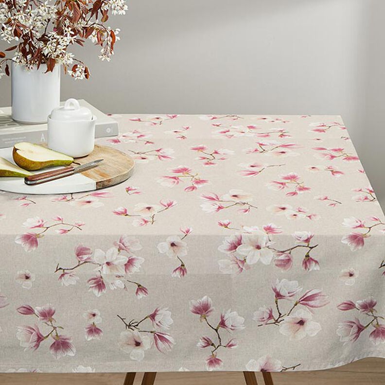 tessuto arredo mezzo panama Fiore di magnolia – malva/naturale,  image number 8