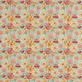 tessuto arredo gobelin Fiori di campo – eucalipto/giallo sole, 