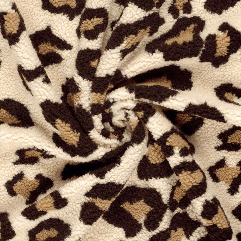 Peluche Sherpa con stampa leopardata – mandorla/nero, image number 3