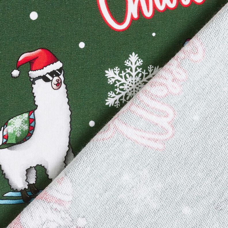 French terry, felpa estiva Babbo Natale e Lama | Glitzerpüppi – verde abete/peperoncino, image number 4