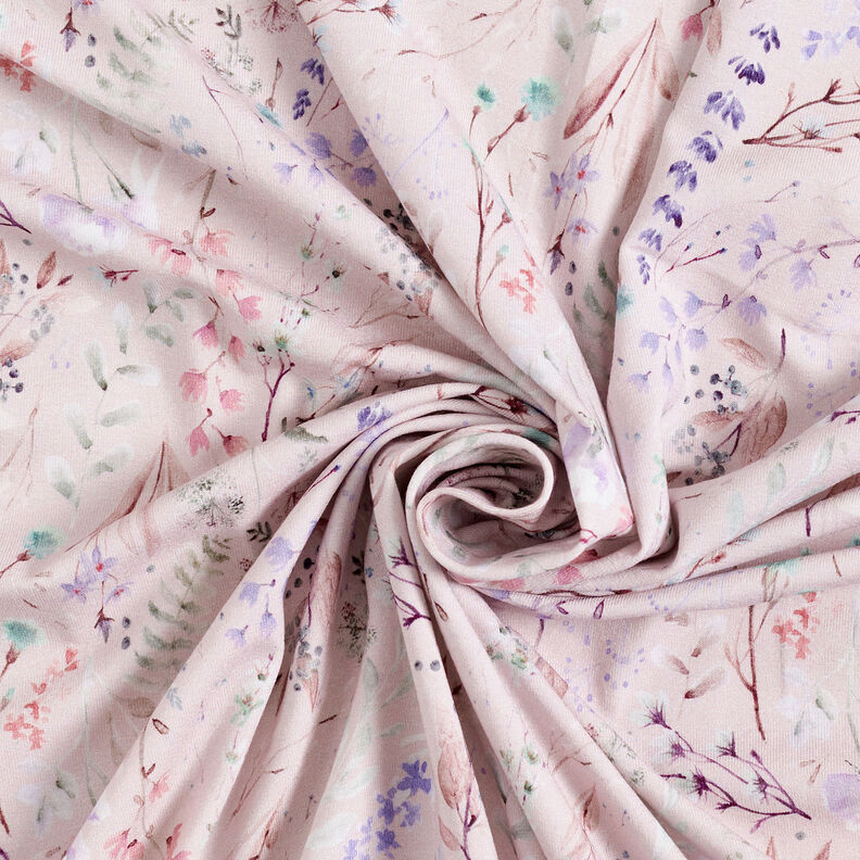 Jersey di viscosa con delicati fiori e foglie – rosa antico chiaro,  image number 3