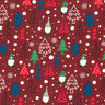 tessuto in cotone popeline Gnomi e abeti – rosso scuro,  thumbnail number 1
