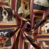 tessuto arredo mezzo panama Ritratti di cani – rosso carminio/oro,  thumbnail number 3
