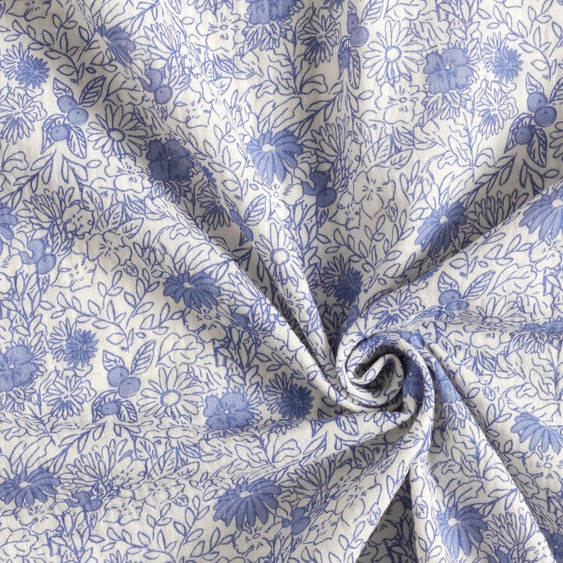 mussolina / tessuto doppio increspato Fiorellini blu – bianco/blu brillante,  image number 3