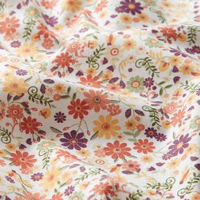 tessuto in cotone cretonne Fiorellini sparsi – rosso merlot/bianco, 