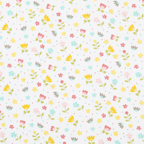popeline di cotone Prato fiorito e pois – bianco, 