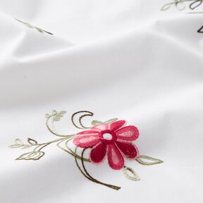 popeline di cotone Mazzi di fiori ricamati – bianco/bacca, 
