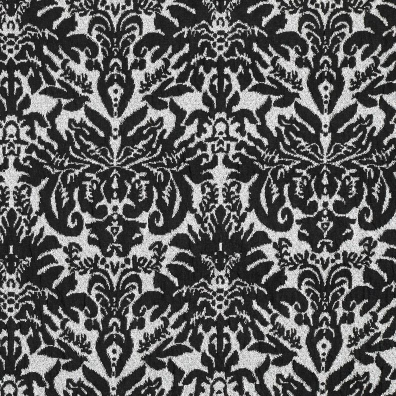 Jersey jacquard con motivi ornamentali – argento effetto metallizzato/nero,  image number 1