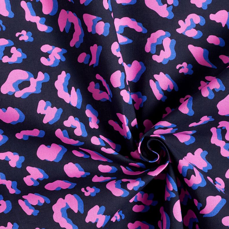 cotone rivestito Leopardo astratto | Poppy Fabrics – blu notte/pink,  image number 3