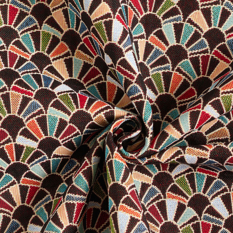 tessuto arredo gobelin Ventagli retrò – nero/rosso carminio,  image number 3