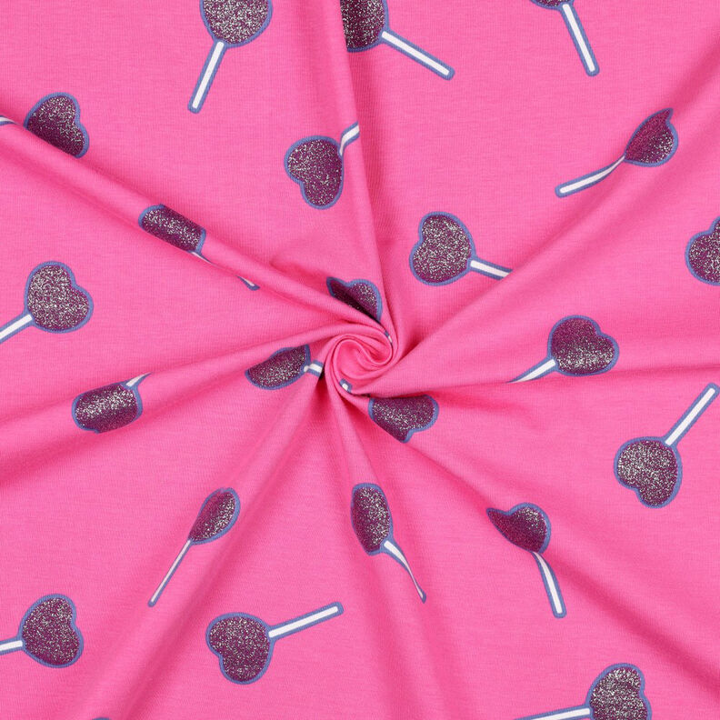 jersey di cotone Lecca lecca a forma di cuore glitterato | Poppy Fabrics – pink, image number 3