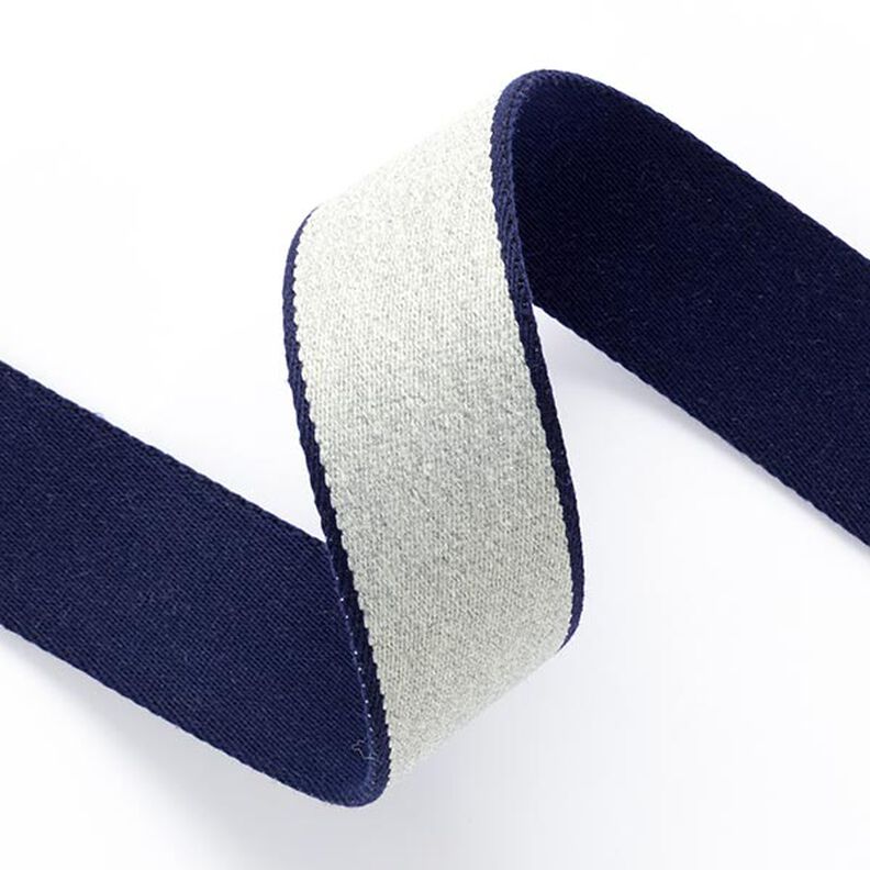nastro gros-grain [ 3,5 cm ] – blu marino/grigio,  image number 2