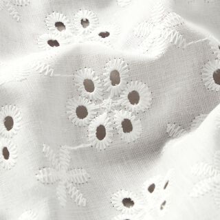 Tessuto in cotone con ricamo forato a fiori – bianco, 