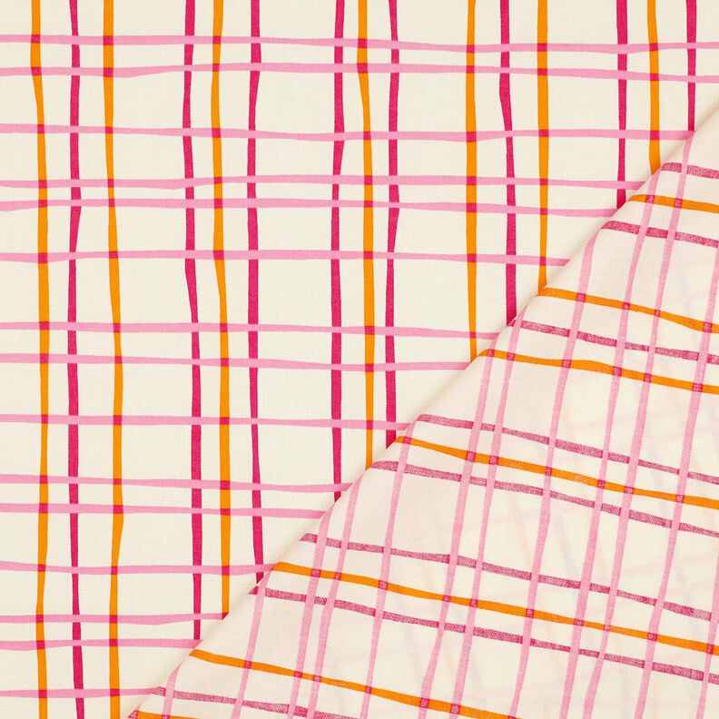 popeline di cotone Quadri ondulati | Poppy Fabrics – crema/rosa,  image number 4