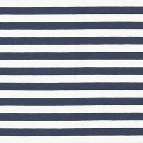 French terry, felpa estiva Righe tinte in filo – bianco lana/blu marino, 