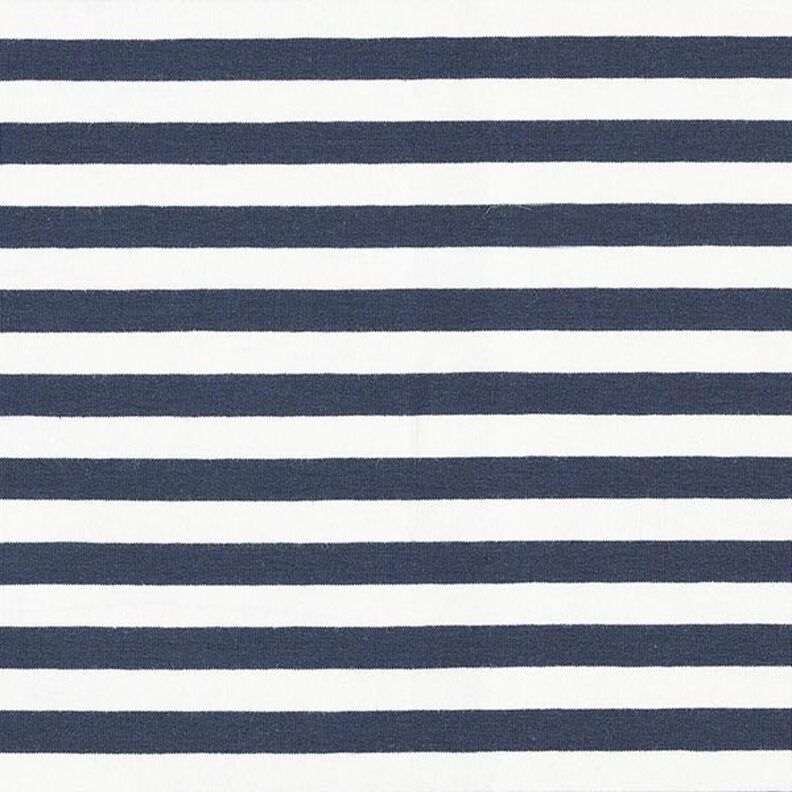 French terry, felpa estiva Righe tinte in filo – bianco lana/blu marino,  image number 1