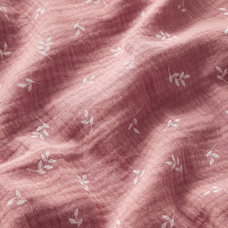 mussolina / tessuto doppio increspato Ramo – rosa antico scuro/bianco,  image number 2