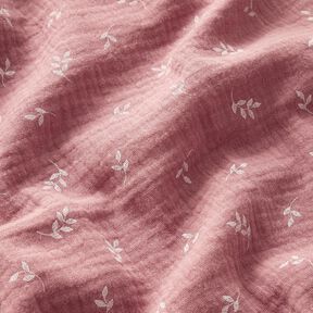 mussolina / tessuto doppio increspato Ramo – rosa antico scuro/bianco, 