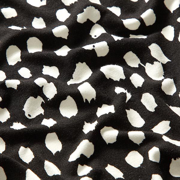 jersey di viscosa, motivo a pois effetto leopardato – nero/bianco,  image number 2