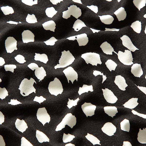 jersey di viscosa, motivo a pois effetto leopardato – nero/bianco, image number 2